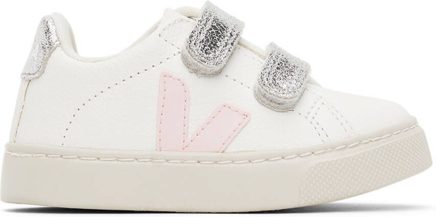 VEJA Baby White  Silver Leather Esplar Sneakers