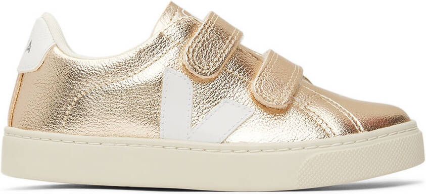 VEJA Kids Gold  White Leather Esplar Sneakers - Picture 6