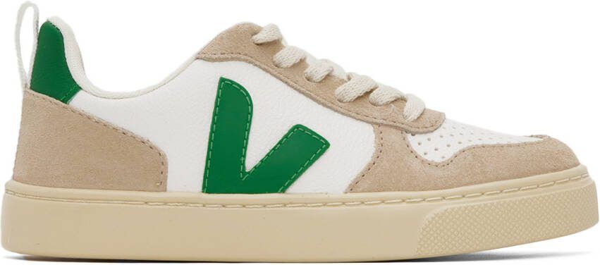 VEJA Kids White  Beige V-10 Sneakers - Picture 4