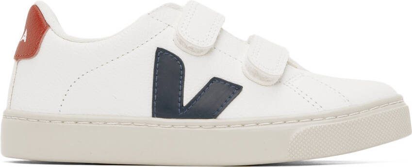 VEJA Kids White  Navy Leather Esplar Sneakers - Picture 3