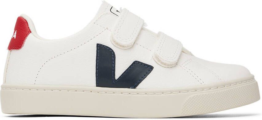 VEJA Kids White  Navy Leather Esplar Sneakers - Picture 5