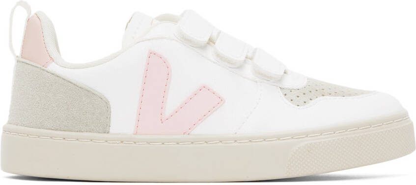 VEJA Kids White  Pink V-10 Sneakers - Picture 4