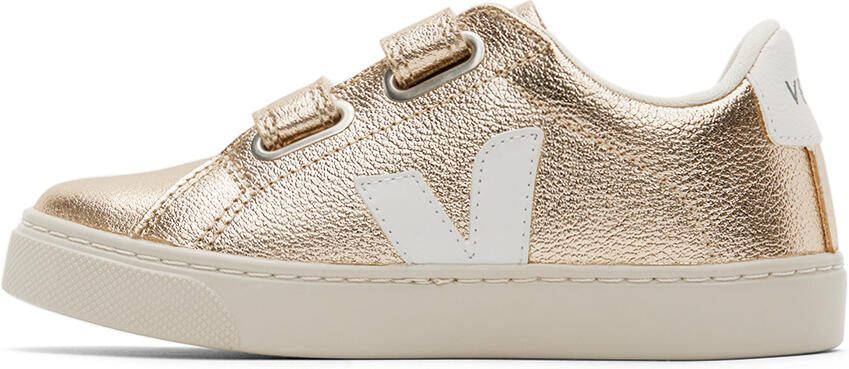 VEJA Kids Gold  White Leather Esplar Sneakers - Picture 4