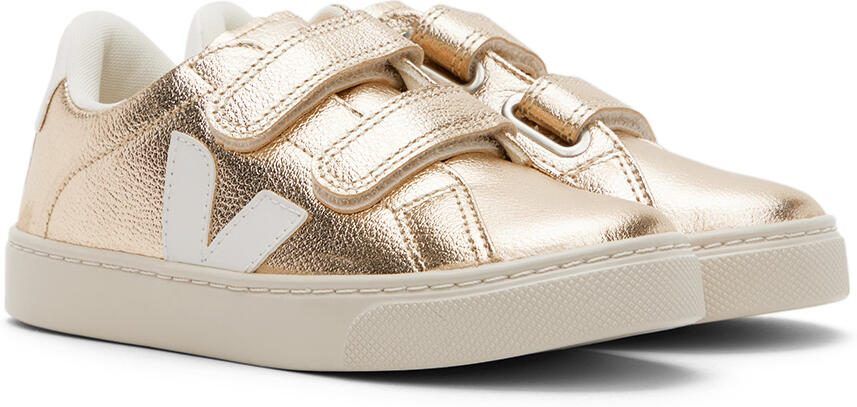 VEJA Kids Gold  White Leather Esplar Sneakers - Picture 2