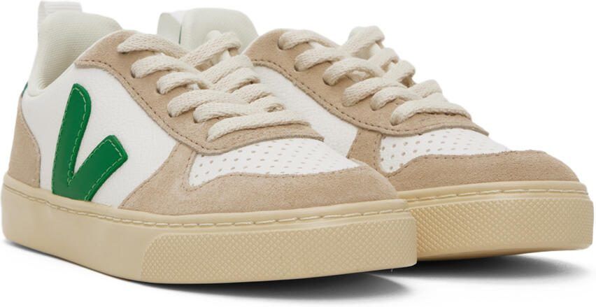 VEJA Kids White  Beige V-10 Sneakers - Picture 2