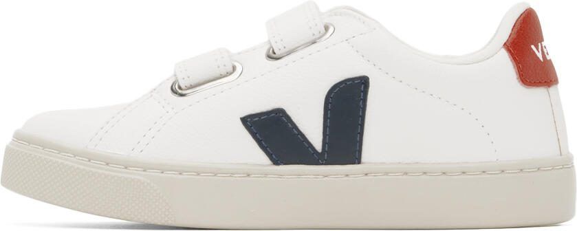 VEJA Kids White  Navy Leather Esplar Sneakers - Picture 4