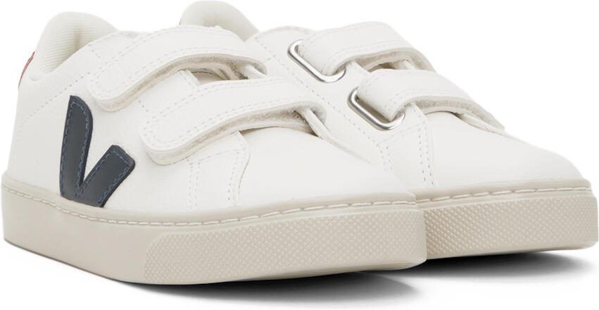 VEJA Kids White  Navy Leather Esplar Sneakers - Picture 2