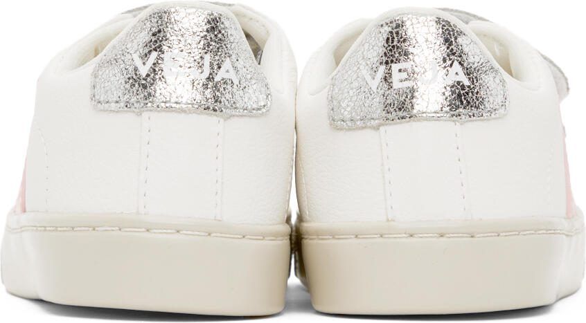 VEJA Kids White  Silver Leather Esplar Sneakers