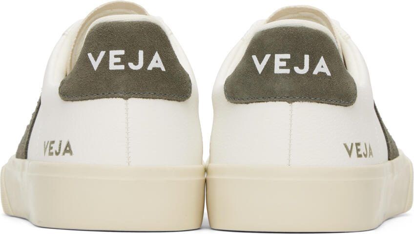 VEJA White  Khaki Leather Campo Sneakers