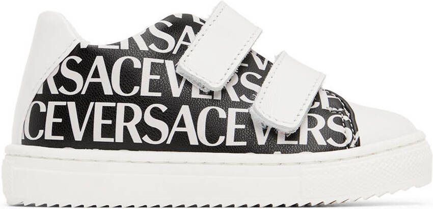 Versace Baby Black  White Allover Sneakers - Picture 4