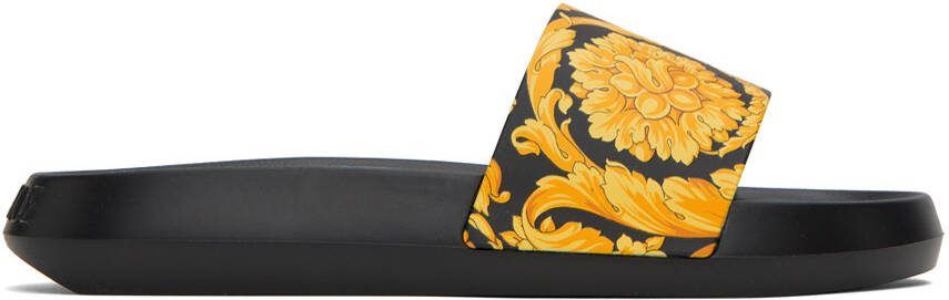 Versace Black  Gold Barocco Slides - Picture 5