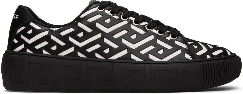 Versace Black  White Greca Sneakers - Picture 5