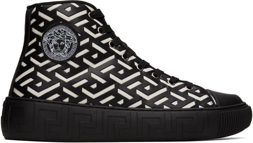 Versace Black  White La Greca Sneakers