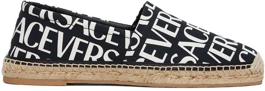 Versace Black  White Logo Espadrilles - Picture 5