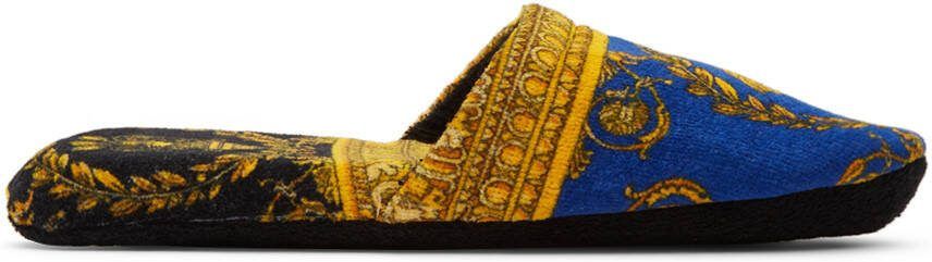 Versace Blue  Gold I Love Barocco Slippers - Picture 5