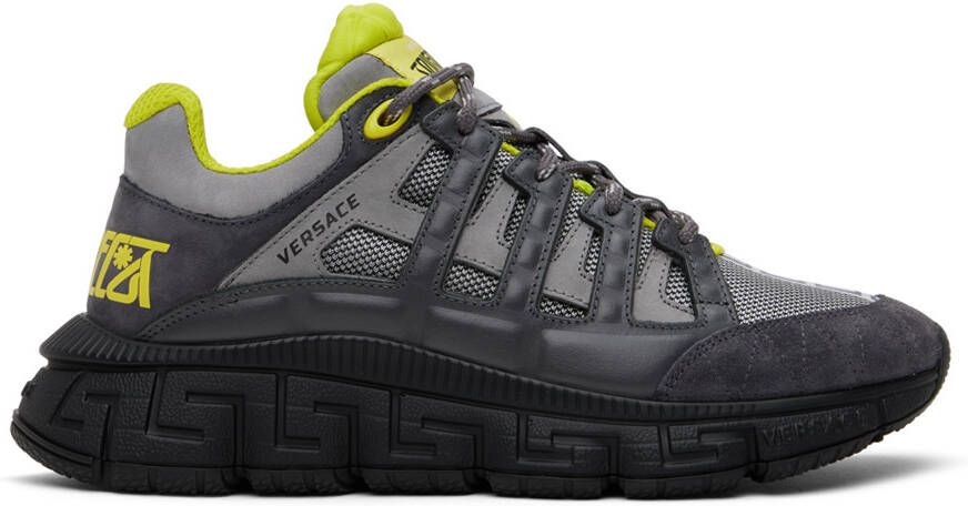 Versace Gray  Green Trigreca Sneakers - Picture 2
