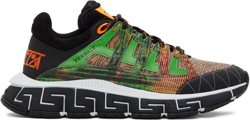 Versace Green  Orange Trigreca Low-Top Sneakers - Picture 4