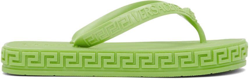 Versace Green Greca Sandals - Picture 5