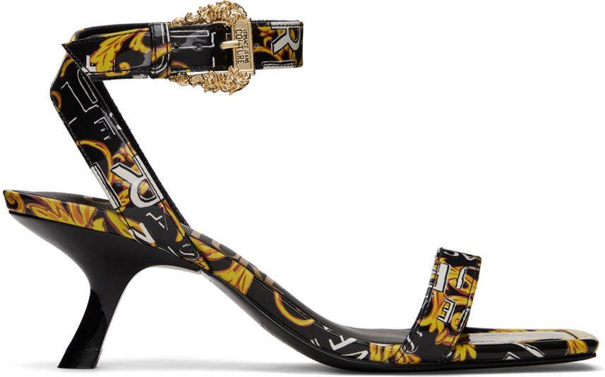 Versace Jeans Couture Black  Gold Fiona Heeled Sandals - Picture 5