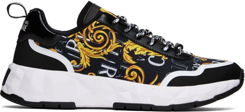 Versace Jeans Couture Black  Gold Graphic Sneakers - Picture 5