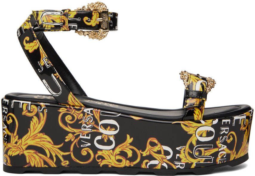 Versace Jeans Couture Black  Gold Mallory Sandals