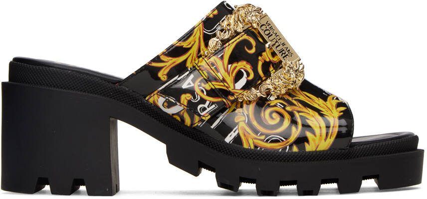 Versace Jeans Couture Black  Gold Winny Heeled Sandals - Picture 5