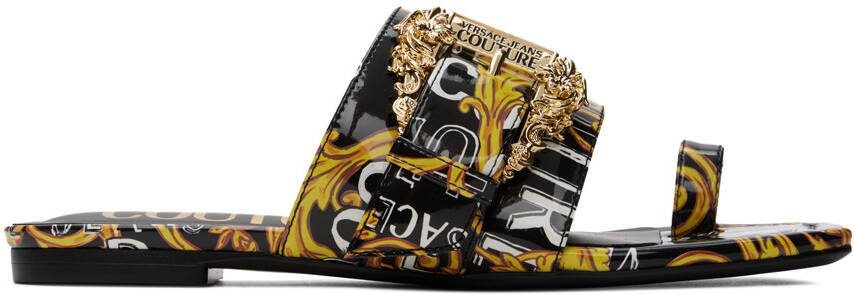 Versace Jeans Couture Black  Yellow Millie Sandals - Picture 5