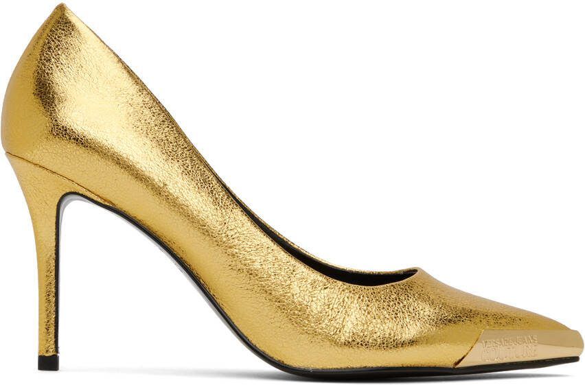 Versace Jeans Couture Gold Crackle Heels - Picture 5