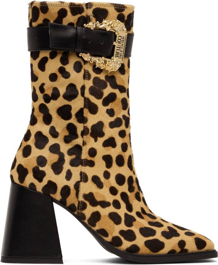 Versace Jeans Couture Tan  Brown Alicia Ankle Boots