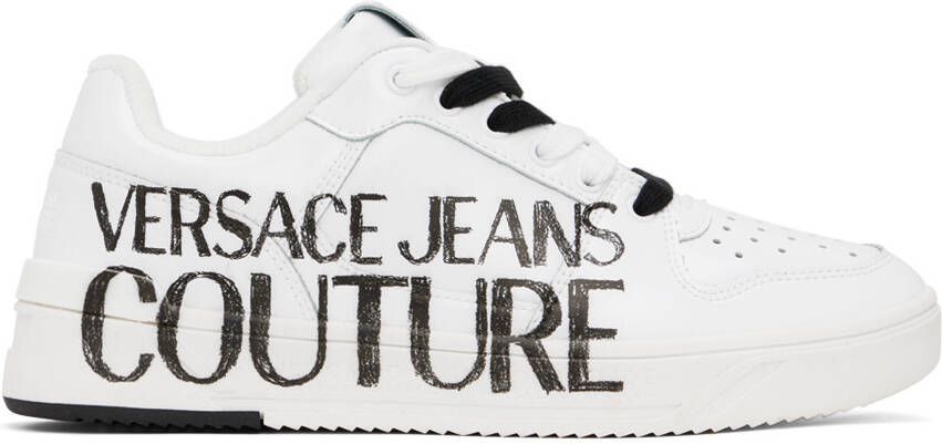Versace Jeans Couture White  Black Printed Sneakers - Picture 5