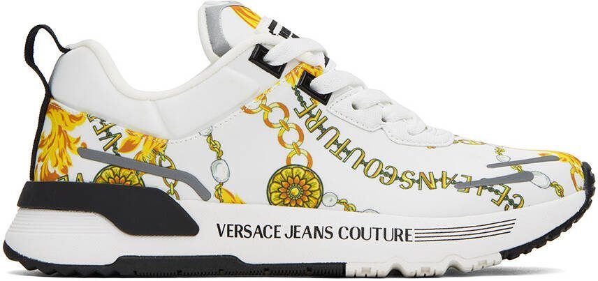 Versace Jeans Couture White  Gold Dynamic Sneakers - Picture 5