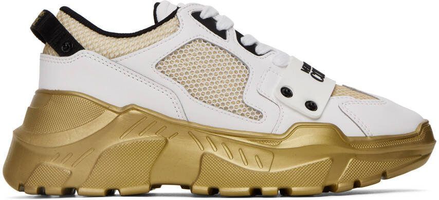 Versace Jeans Couture White  Gold Speedtrack Logo Sneakers