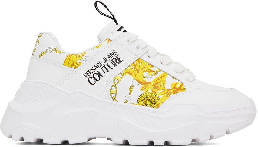 Versace Jeans Couture White  Gold Speedtrack Sneakers - Picture 6