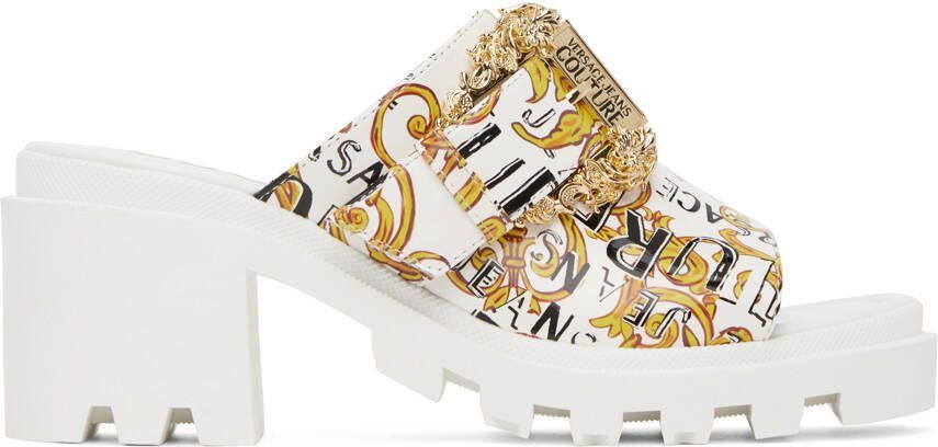 Versace Jeans Couture White  Gold Winny Heeled Sandals - Picture 5