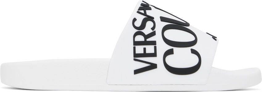 Versace Jeans Couture White Embossed Pool Slides - Picture 5