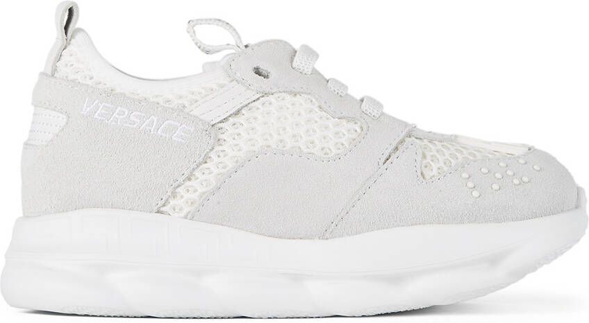 Versace Kids White  Grey Chain Reaction 2 Sneakers - Picture 4