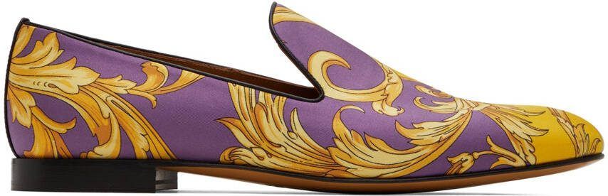Versace Purple  Gold Barocco Goddess Slippers