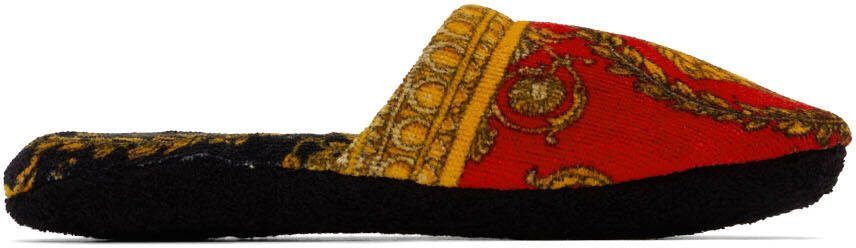 Versace Red  Black I Heart Baroque Slippers - Picture 5