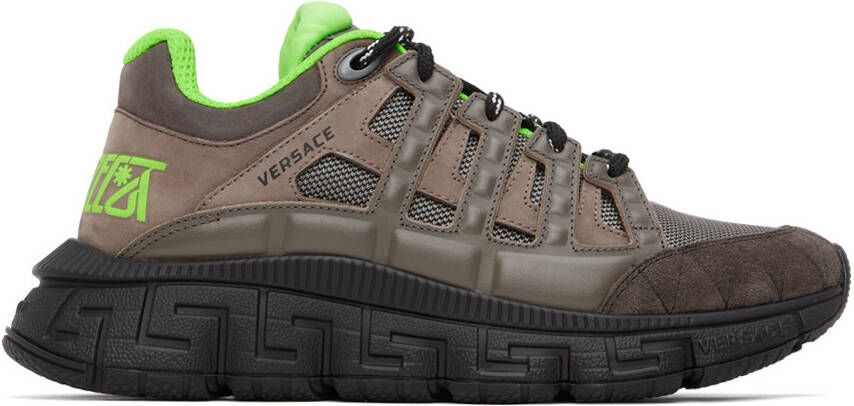 Versace Taupe  Green Trigreca Sneakers - Picture 5