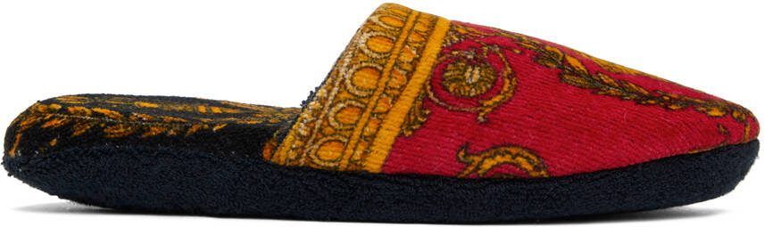 Versace Underwear Red Baroque Slippers - Picture 4