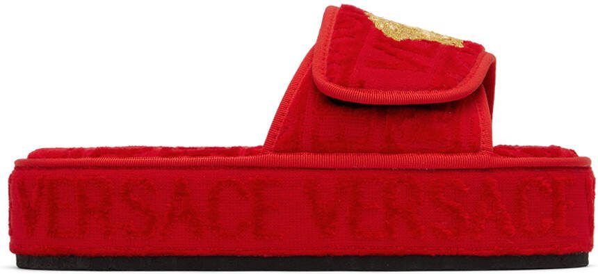 Versace Underwear Red Medusa Platform Slippers - Picture 5