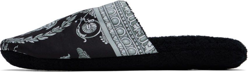 Versace Underwear Black Baroque Slippers - Picture 4