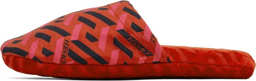 Versace Underwear Red Greca Slippers - Picture 4