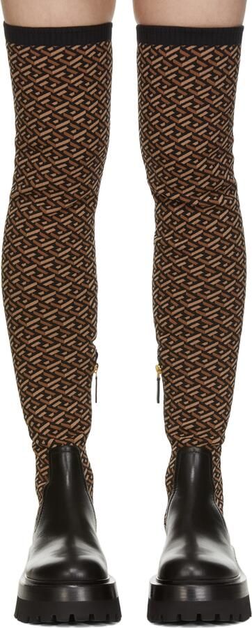 Versace Black  Brown Leonidas Boots - Picture 2