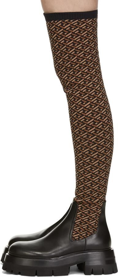 Versace Black  Brown Leonidas Boots
