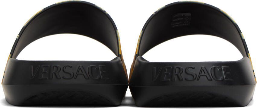 Versace Black  Gold Barocco Slides