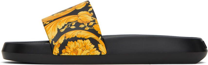 Versace Black  Gold Barocco Slides - Picture 4