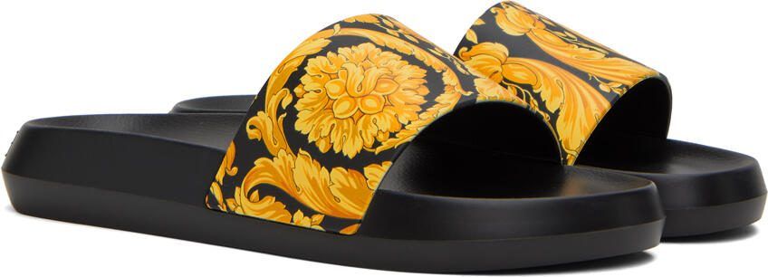 Versace Black  Gold Barocco Slides - Picture 2