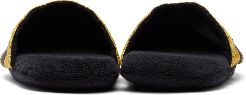Versace Black  Gold Baroque Slippers - Picture 2