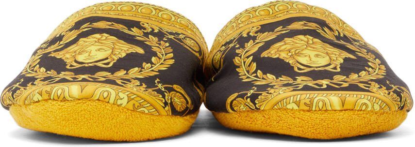 Versace Black  Gold Baroque Slippers - Picture 3